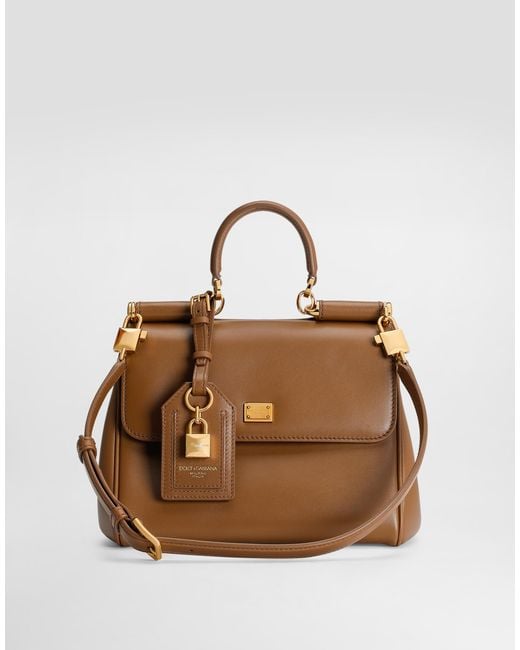 Dolce & Gabbana My Sicily Plongé Calfskin Bag Brown
