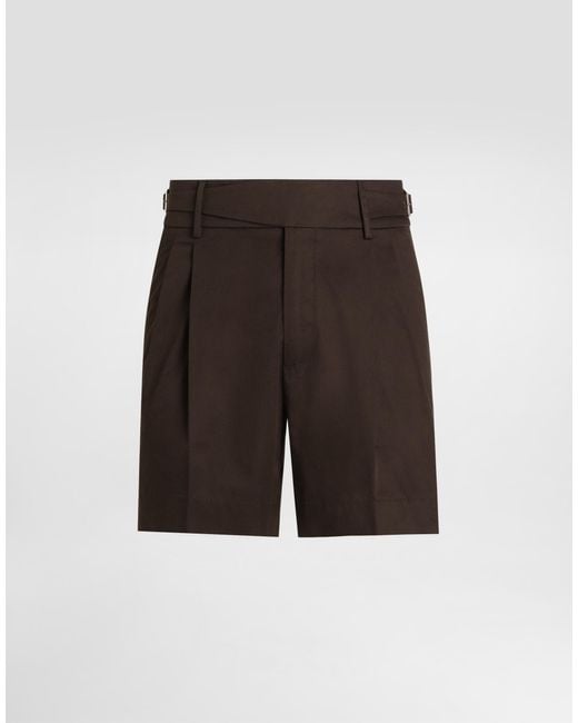 Dolce & Gabbana White Cotton Gabardine Shorts With Double Darts for men
