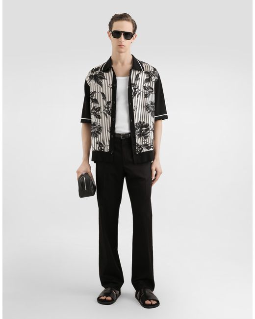 Dolce & Gabbana Black Silk And Cotton Shirt With Twill for men