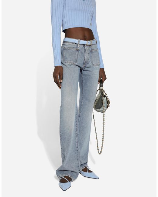 Dolce & Gabbana Blue Cotton Denim Work Jeans