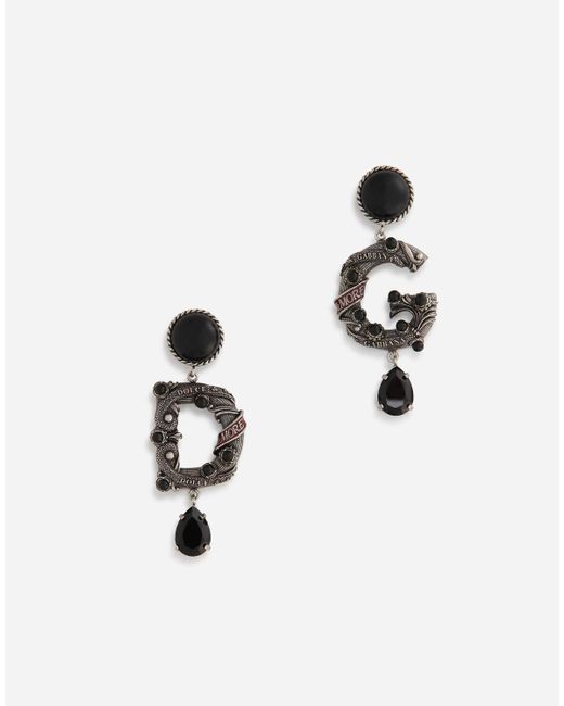 Dolce & Gabbana Multicolor Clip-on Drop Earrings With Dg Logo