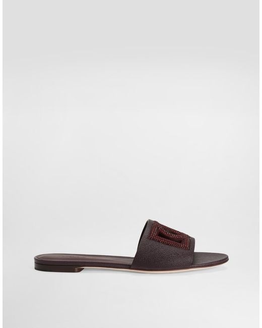 Dolce & Gabbana White Suede And Dauphine Calfskin Flat Slippers