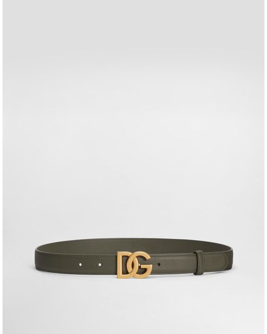 Dolce & Gabbana Green Calfskin Belt With Dg Logo