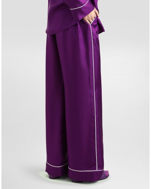 Dolce & Gabbana Silk Twill Vanity Pants Purple