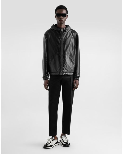 メンズ Dolce & Gabbana レザー&ファブリック ジャケット Black