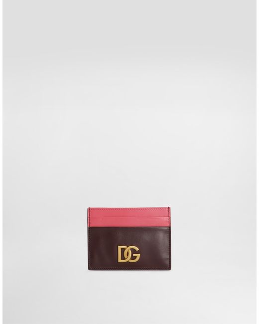 Dolce & Gabbana Calfskin Card Holder With Dg Logo Pink