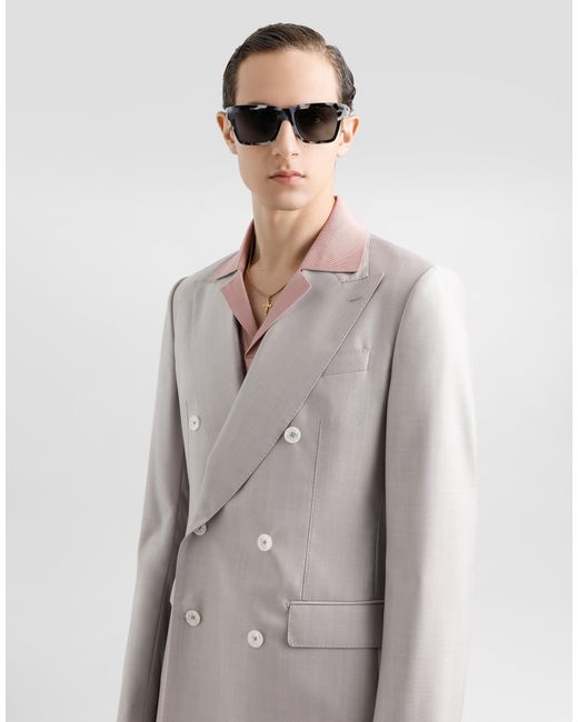 Dolce & Gabbana Gray Deconstructed Double-Breasted Wool And Silk Suit for men