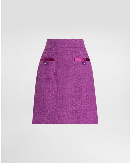 Dolce & Gabbana Rachel Tweed Skirt Purple