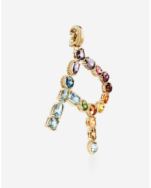 Dolce & Gabbana Metallic Charm R Lettering 18-Carat And Multicolored Gems