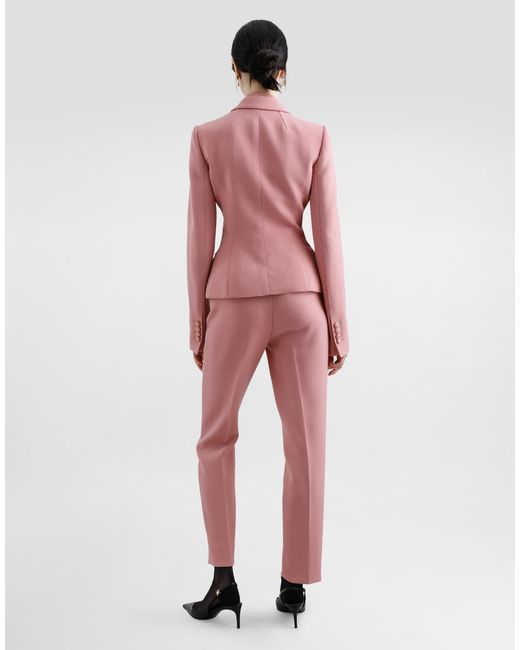 Dolce & Gabbana Pink Tailored Double Wool Crepe Pants
