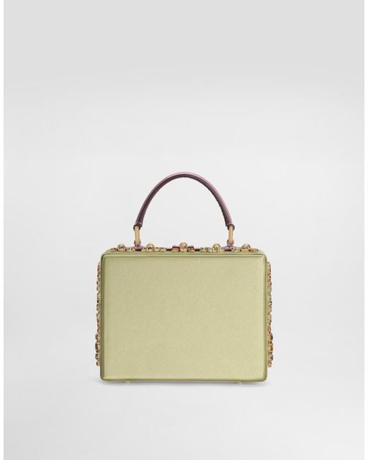 Dolce & Gabbana White Dolce Box Satin And Patent Leather Handbag