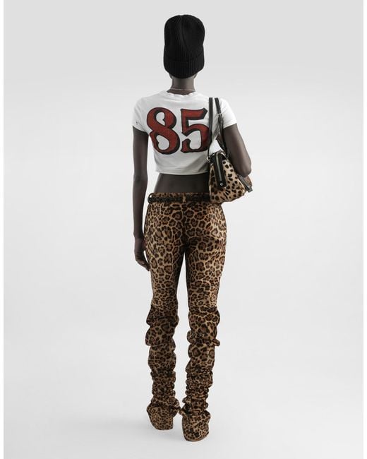 Dolce & Gabbana Natural Leopard-Print Calf Trousers