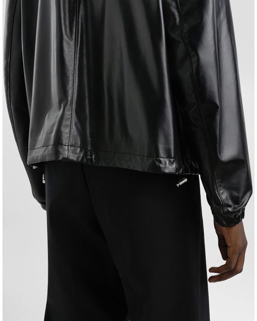 Cazadora De Piel Y Textil Con Capucha Reversible Dolce & Gabbana de hombre de color Black