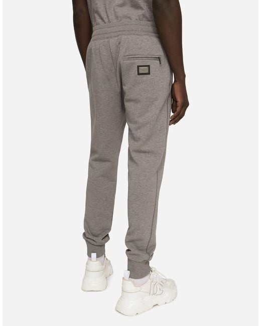 Dolce & Gabbana Gray Jersey Jogging Pants With Branded Tag for men