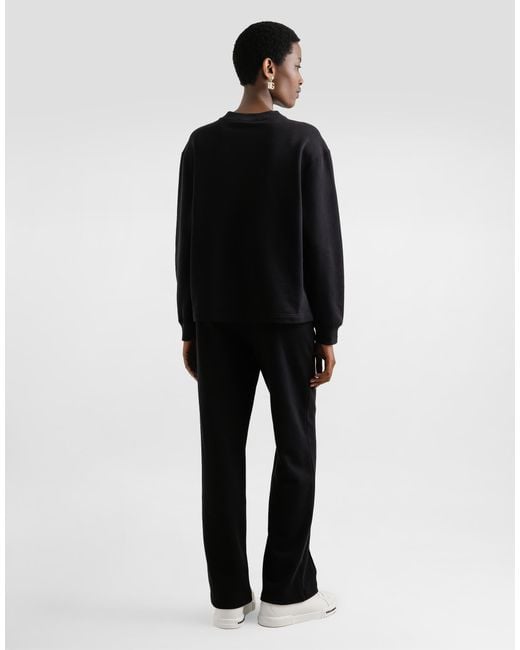 Sudadera De Cuello Redondo De Algodón Con Parche Dolce & Gabbana de color Black