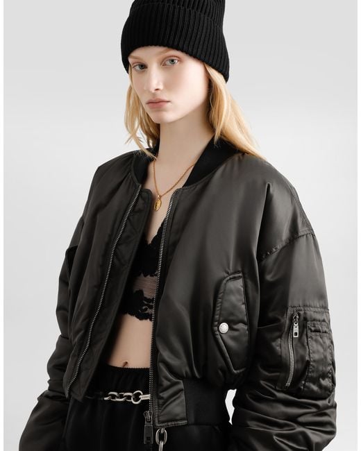 Dolce & Gabbana Black Oversized Nylon Canvas Jacket