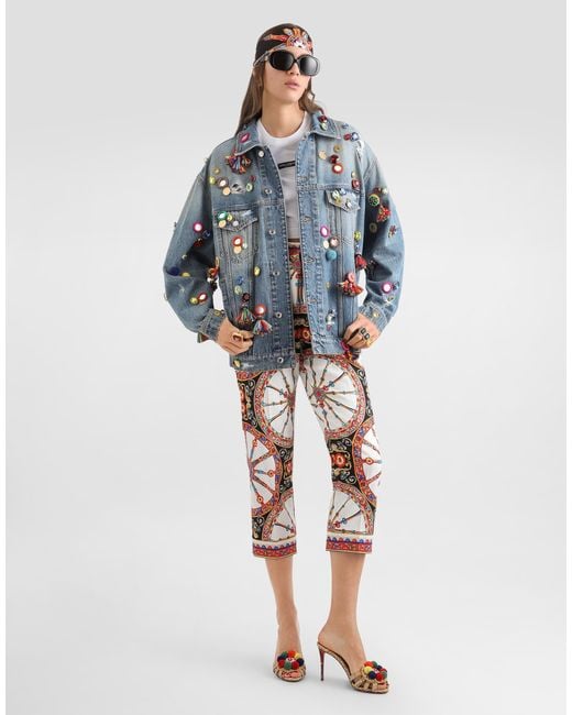 Dolce & Gabbana Blue Denim Jacket With Applications