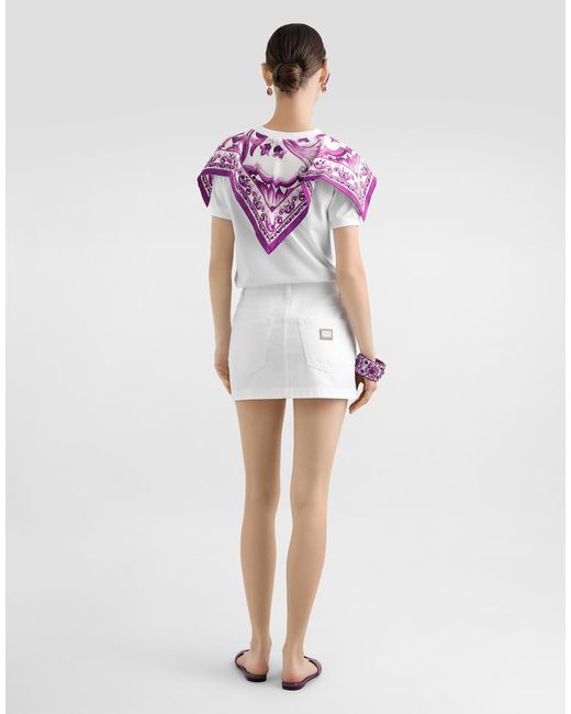 Dolce & Gabbana Purple T-Shirt With Silk Foulard