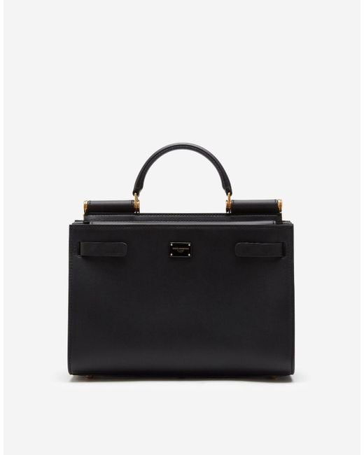 Dolce & Gabbana Black Medium Calfskin Sicily 62 Bag