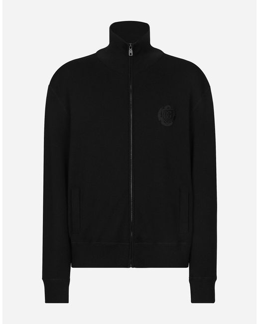 メンズ Dolce & Gabbana Cashmere And Silk Zip-Up Sweatshirt With Dg Patch Black