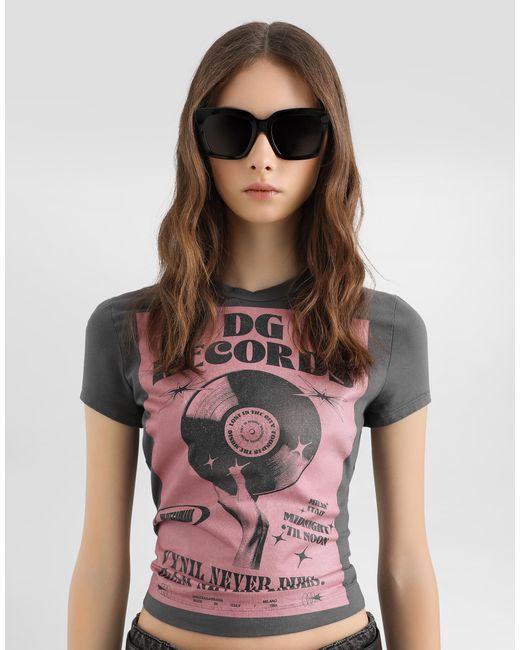 Dolce & Gabbana Pink Jersey T-Shirt With Print