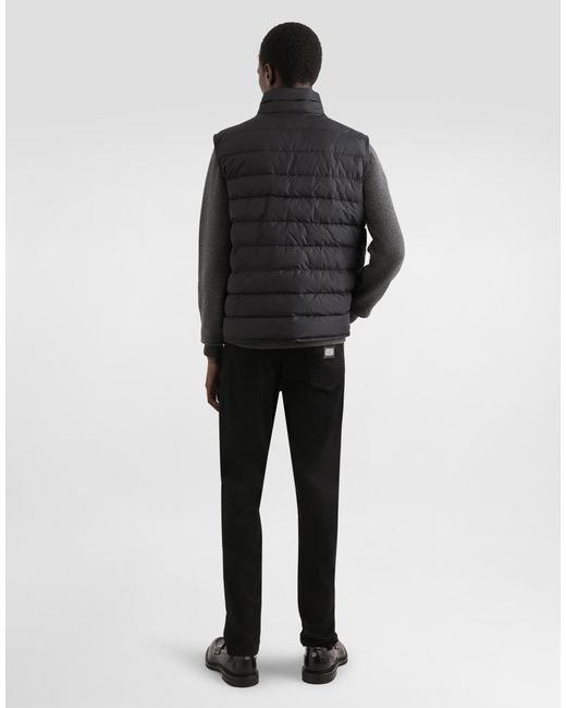 Dolce & Gabbana Rundhalspullover Aus Wolle Mit Logoplakette in Black für Herren