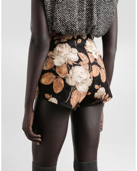 Dolce & Gabbana Multicolor Vintage Rose- Brocade Shorts