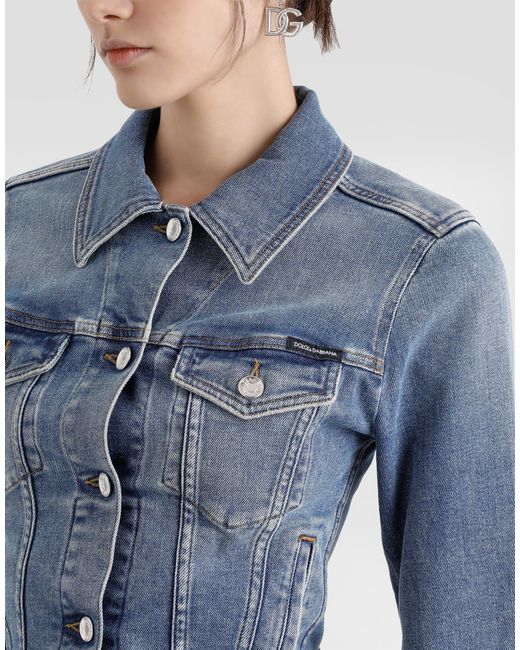 Dolce & Gabbana Blue Cropped Denim Jacket