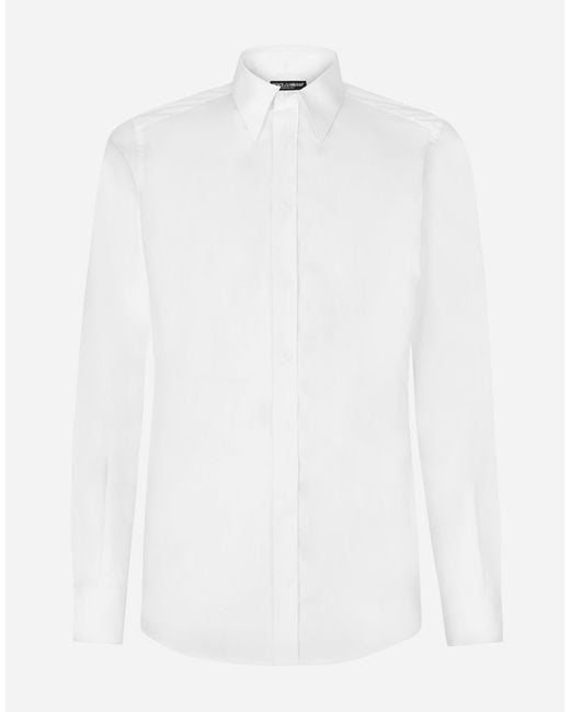 Dolce & Gabbana White Cotton Martini-Fit Shirt for men