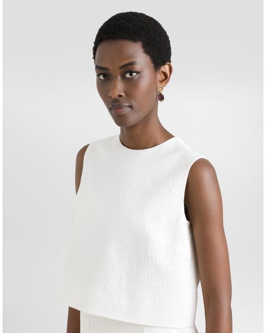 Dolce & Gabbana White Stretch Mat Top