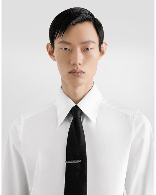 Dolce & Gabbana White Tie Clip With Stone for men