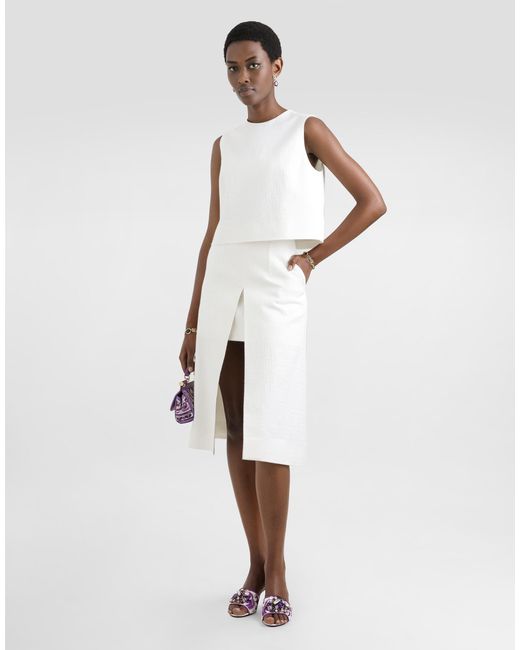Dolce & Gabbana White Stretch Mat Top
