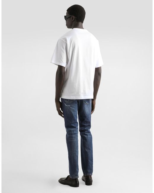 メンズ Dolce & Gabbana イタリアンホリデープリント コットン Tシャツ White