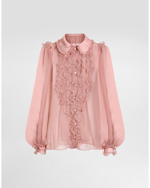 Dolce & Gabbana Pink Silk Chiffon Shirt