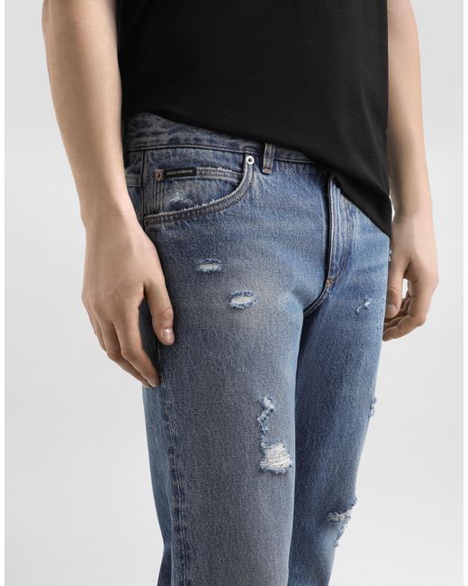 Dolce & Gabbana Blue Regular Cotton Jeans for men
