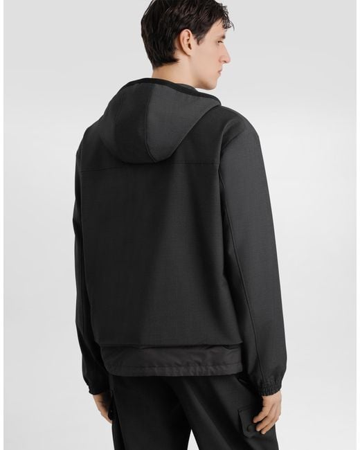 Dolce & Gabbana Black Zippered Hooded Jacket for men
