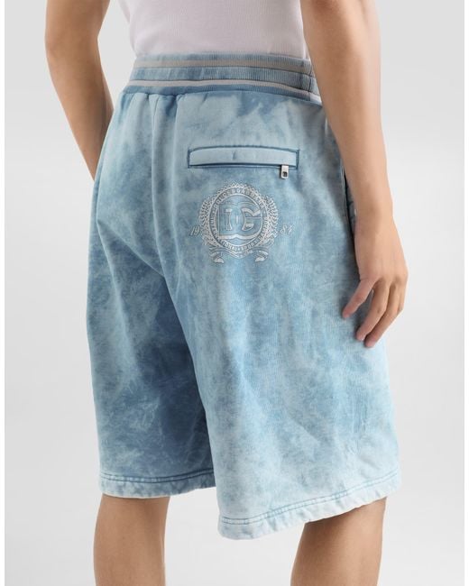 Dolce & Gabbana Blue Treated Jersey Bermuda Shorts for men