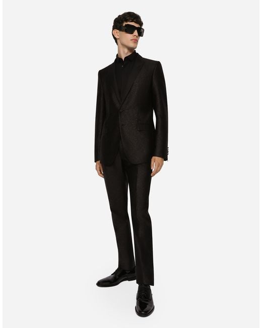 Dolce & Gabbana Black Cotton Poplin-Fit Tuxedo Shirt for men