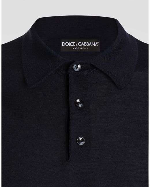 Dolce & Gabbana Blue Cashmere Polo Shirt for men