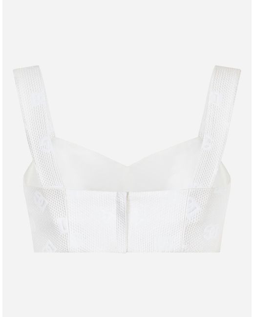 Dolce & Gabbana White Logo Crop Top