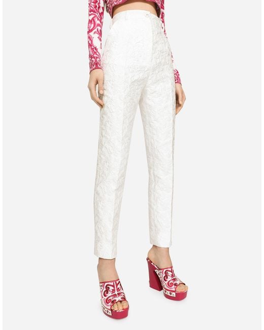 Dolce & Gabbana White Brocade Pants