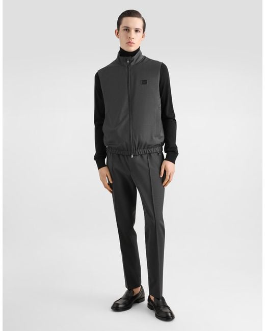 Dolce & Gabbana Gray Wool Jogging Pants for men
