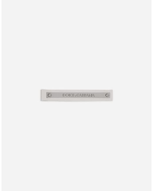 Dolce & Gabbana White Tie Clip With Logo Tag for men
