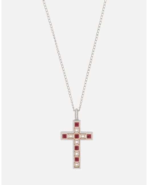 Dolce & Gabbana White 381 Pendente Croce R for men