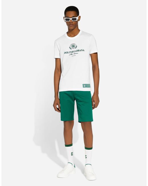 メンズ Dolce & Gabbana Cotton T-Shirt With Logo Print White