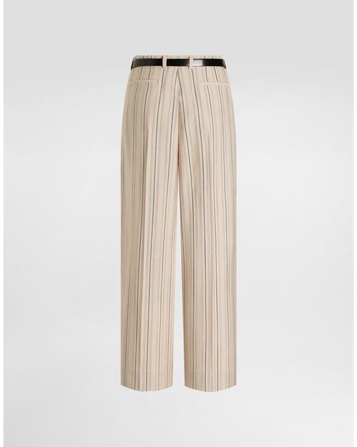 Dolce & Gabbana Natural Regimental Pinstripe Trousers