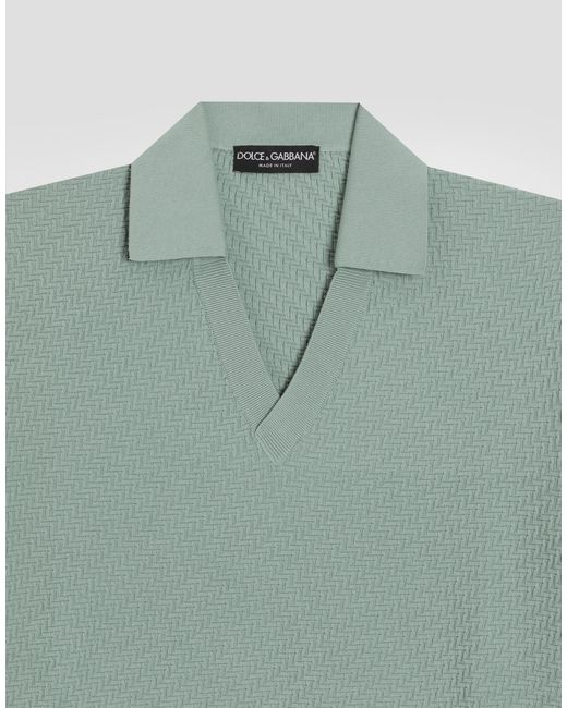 Dolce & Gabbana メンズ グリーン Micro-Dot Stitch Polo Shirtの通販
