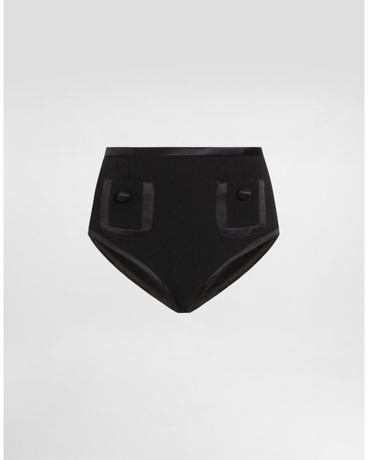 Dolce & Gabbana Black Kurze Hose Im Panty-Stil Aus Wollstoff