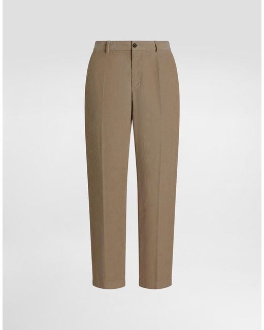 Dolce & Gabbana Stückgefärbte Hose Aus Samt in Natural für Herren