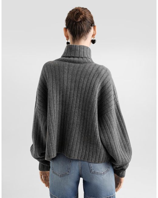 Dolce & Gabbana Gray Ribbed Sweater